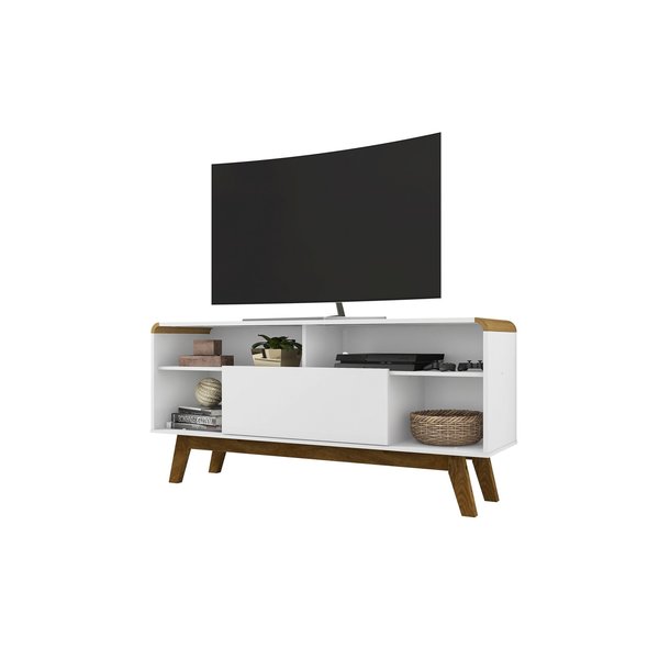 Manhattan Comfort Camberly 53.54 TV Stand with 5 Shelves in White and Cinnamon 245BMC6